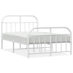 Berkfield Home Metal Bed Frame with Headboard & Footboard White 120x190 cm Small Double - thumbnail 2