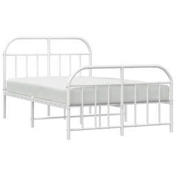 Berkfield Home Metal Bed Frame with Headboard & Footboard White 120x190 cm Small Double - thumbnail 4