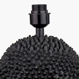 Ruma Black Ceramic Sea Urchin Table Lamp with White Handloom Cylinder Shade - thumbnail 3