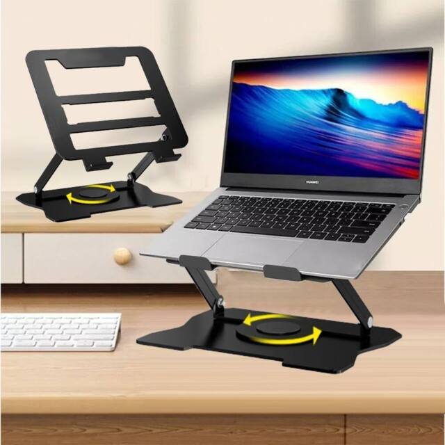 Kelvenix 360° All-Metal Adjustable Laptop/Tablet Stand Riser for Desk in Black - image 1
