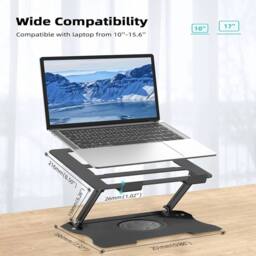 Kelvenix 360° All-Metal Adjustable Laptop/Tablet Stand Riser for Desk in Black - thumbnail 2