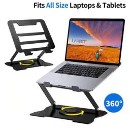 Kelvenix 360° All-Metal Adjustable Laptop/Tablet Stand Riser for Desk in Black - thumbnail 3