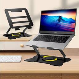 Kelvenix 360° All-Metal Adjustable Laptop/Tablet Stand Riser for Desk in Black - thumbnail 1