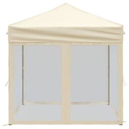 Berkfield Home Folding Party Tent with Sidewalls Cream 2x2 m in Beige - thumbnail 4