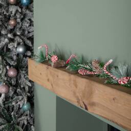 Samuel Alexander 1.3m Candy Swirls Garland with Frosted Pinecones & Candy Canes in Red - thumbnail 3