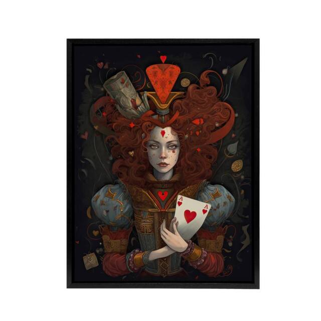 "Artery8 Wonderland Queen Of Hearts Portrait Framed Canvas Wall Art Print in Red - Size: W18"" x H24""" - image 1