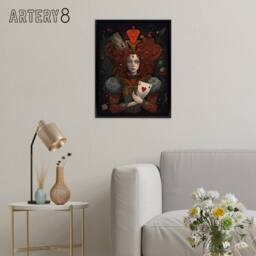 "Artery8 Wonderland Queen Of Hearts Portrait Framed Canvas Wall Art Print in Red - Size: W18"" x H24""" - thumbnail 3