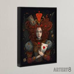 "Artery8 Wonderland Queen Of Hearts Portrait Framed Canvas Wall Art Print in Red - Size: W18"" x H24""" - thumbnail 2