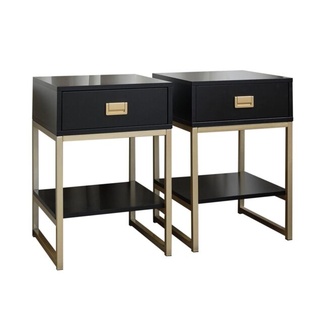 Melody Maison Pair Of One Drawer Bedside Tables - Elle Black Range - image 1