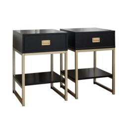 Melody Maison Pair Of One Drawer Bedside Tables - Elle Black Range - thumbnail 1