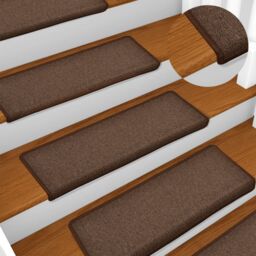 Berkfield Home Carpet Stair Treads 15 pcs 65x21x4 cm Brown - Size: Medium - thumbnail 1