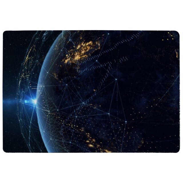 Benjamin Tate Design Connection Lines Around Earth Globe Rug in Natural - Size: Large - image 1