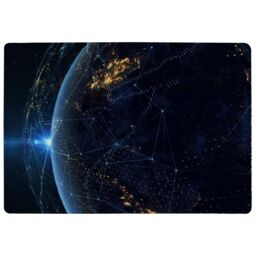 Benjamin Tate Design Connection Lines Around Earth Globe Rug in Natural - Size: Large - thumbnail 1
