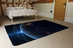 Benjamin Tate Design Connection Lines Around Earth Globe Rug in Natural - Size: Large - thumbnail 3