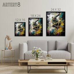 "Artery8 Breakdancer B Boy Dancing Paint Splatter Framed Canvas Wall Art Print - Size: W12"" x H16""" - thumbnail 4