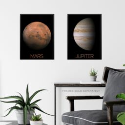 Artery8 Wall Art Print Pack of 4 NASA Our Solar System The Sun & Planets Size Comparison Mars Jupiter Saturn Images Living Room s Set - thumbnail 6