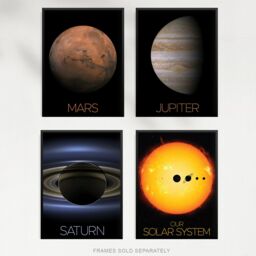 Artery8 Wall Art Print Pack of 4 NASA Our Solar System The Sun & Planets Size Comparison Mars Jupiter Saturn Images Living Room s Set - thumbnail 5