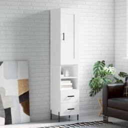 Berkfield Home Highboard White 34.5x34x180 cm Engineered Wood - thumbnail 2