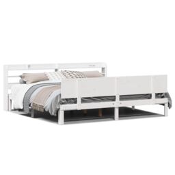 Berkfield Home Bed Frame with Headboard without Mattress White 200x200 cm - thumbnail 2