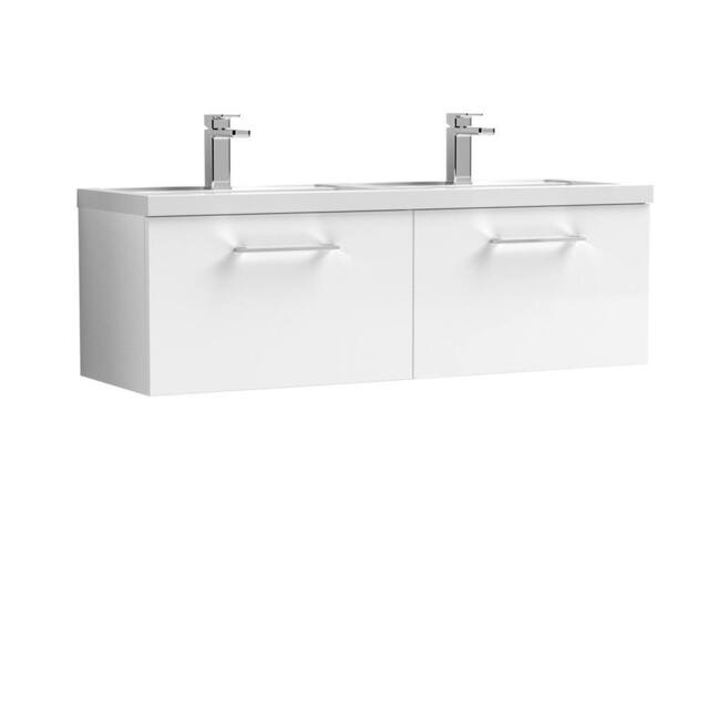 Balterley Level 1200mm Wall Hung 2-Drawer Unit with Double Basin - Gloss White - image 1