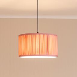 ValueLights Jess Fabric Ruched Pleated Ceiling Floor Table Large Drum Lamp Shade in Light Pink