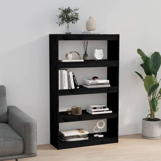Berkfield Home Beautiful Book Cabinet/Room Divider Black 80x30x135.5 cm Solid Wo - image 1