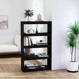 Berkfield Home Beautiful Book Cabinet/Room Divider Black 80x30x135.5 cm Solid Wo - thumbnail 2