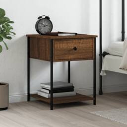 Berkfield Home Elegant Bedside Table Brown Oak 44x45x58 cm Engineered Wood - Size: 44 x 45 x 58 cm - thumbnail 2