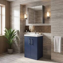 Balterley Winshill Contemporary 2 Door Vanity Basin Unit, Dark Blue, 500mm in Blue - thumbnail 4
