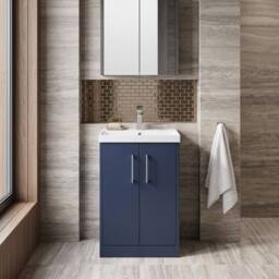 Balterley Winshill Contemporary 2 Door Vanity Basin Unit, Dark Blue, 500mm in Blue - thumbnail 6