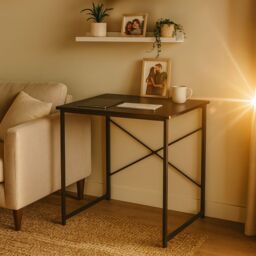 Harbour Housewares Wooden Computer Desk - PC Laptop Workstation Tubular Steel Office Desk in Black - thumbnail 5