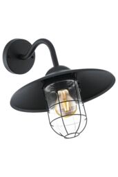 Eglo Melgoa Clear Metal & Glass IP44 Outdoor Wall Light in Black