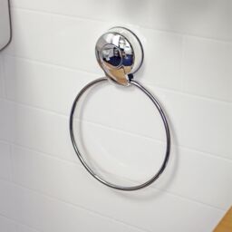 Showerdrape Suctionloc Chrome Steel Suction Wall Mounted Towel Ring in Silver