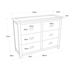Cabinet Bits Lovere 6 Drawer Chest of Drawers Bras Drop Handle in Off-White - thumbnail 2
