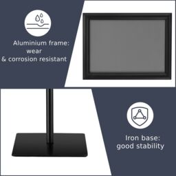 Costway A4 Sign Stand Adjustable Aluminum Poster Holder Floor Standing Snap Frame in Black - thumbnail 5