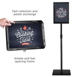 Costway A4 Sign Stand Adjustable Aluminum Poster Holder Floor Standing Snap Frame in Black - thumbnail 4