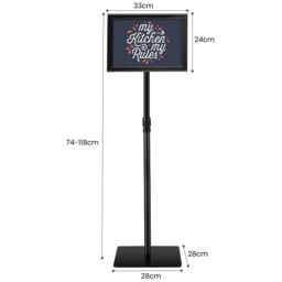 Costway A4 Sign Stand Adjustable Aluminum Poster Holder Floor Standing Snap Frame in Black - thumbnail 2