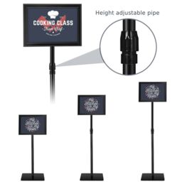 Costway A4 Sign Stand Adjustable Aluminum Poster Holder Floor Standing Snap Frame in Black - thumbnail 6