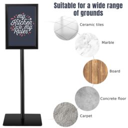 Costway A4 Sign Stand Adjustable Aluminum Poster Holder Floor Standing Snap Frame in Black - thumbnail 7
