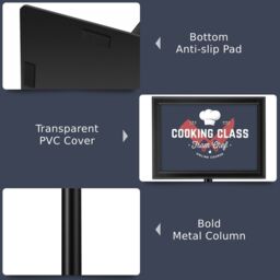 Costway A4 Sign Stand Adjustable Aluminum Poster Holder Floor Standing Snap Frame in Black - thumbnail 3
