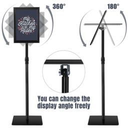 Costway A4 Sign Stand Adjustable Aluminum Poster Holder Floor Standing Snap Frame in Black - thumbnail 8