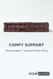 Homescapes Plain Cotton Floor Cushion in Chocolate - Size: 40 cm x 40 cm - thumbnail 4