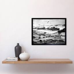 "Artery8 WWII War US Landing Ships Omaha Beach D-day 1944 Framed Wall Art Print in Grey - Size: W12"" x H16""" - thumbnail 2
