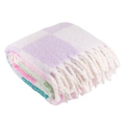 Furn Maisie Checked Tasselled Throw in Aqua - Size: 130 cm x 180 cm - thumbnail 2