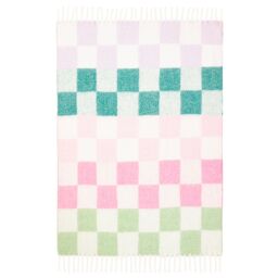 Furn Maisie Checked Tasselled Throw in Aqua - Size: 130 cm x 180 cm - thumbnail 5