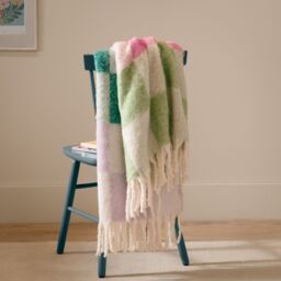 Furn Maisie Checked Tasselled Throw in Aqua - Size: 130 cm x 180 cm - thumbnail 1