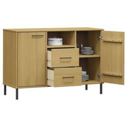Berkfield Home Sideboard with Metal Legs Brown 113x40x77 cm Solid Wood OSLO in Light Brown - Size: 113 x 40 x 77 cm