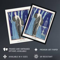 "Artery8 Alcyone Fashion Worth Advert Barbier Vintage Framed Wall Art Print in Blue - Size: W12"" x H16""" - thumbnail 2