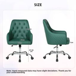 FURNITURE ONE Swivel Desk Chair, Adjustable Heigh PVC Leather Office Chair in Green - Size: 1 Seater - thumbnail 8
