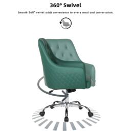 FURNITURE ONE Swivel Desk Chair, Adjustable Heigh PVC Leather Office Chair in Green - Size: 1 Seater - thumbnail 3